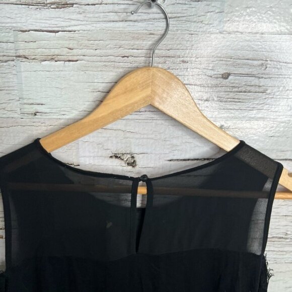 Michael Kors black blouse lace sheer long sleeve blouse open shoulder medium - Picture 7 of 9